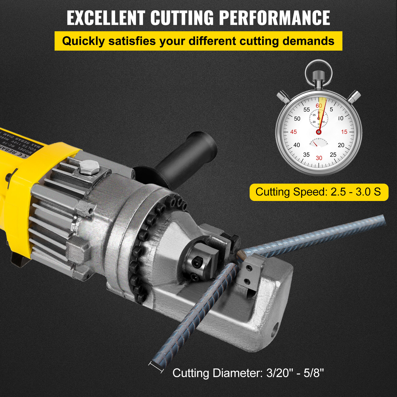 Rebar Cutter RC-16 5/8" Capacity Portable Electric Hydraulic 16mm Rebar Cutting