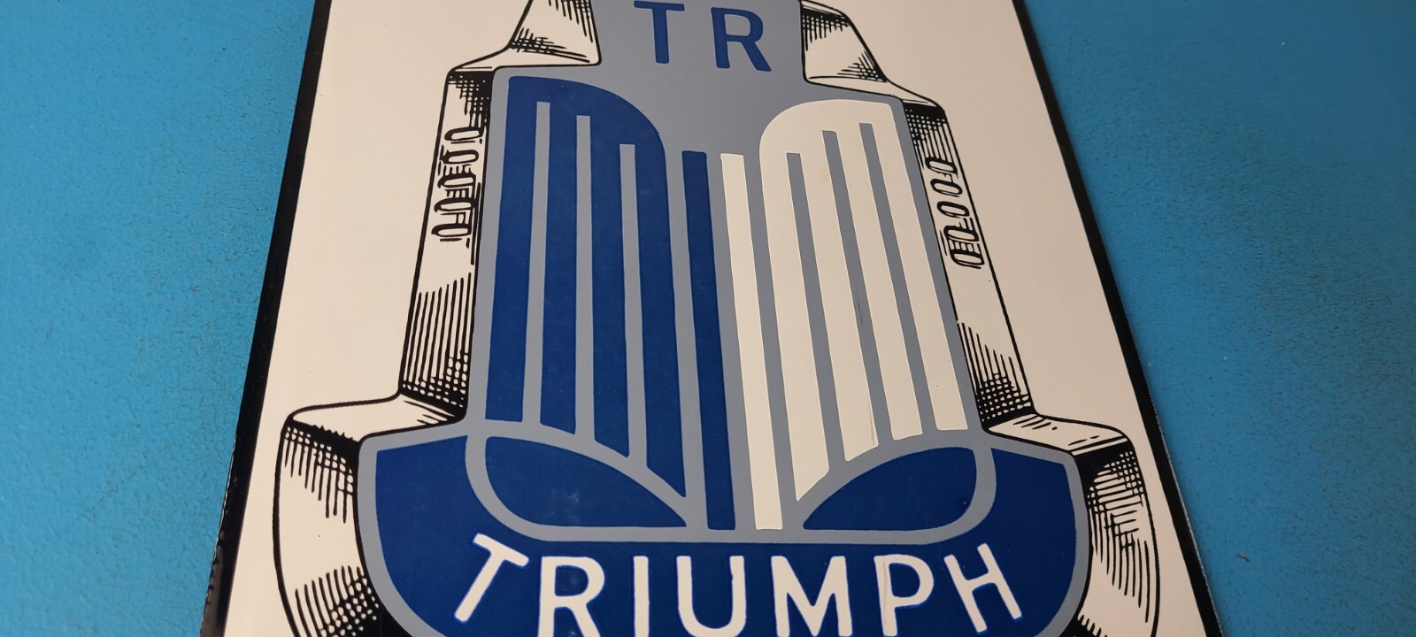 Vintage Triumph Automobiles Sign - Gas Service Dealer Pump Porcelain Sign