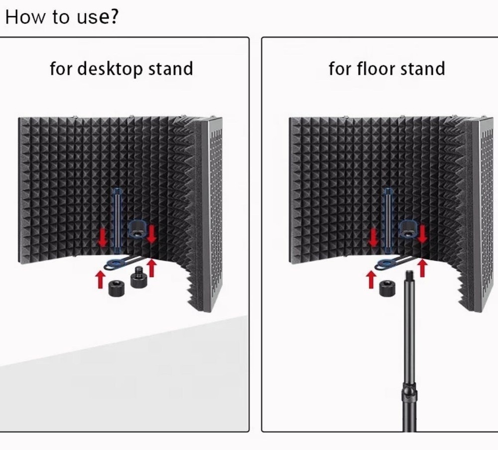 5 Panel Professional Studio Recording Microphone Isolation Shield