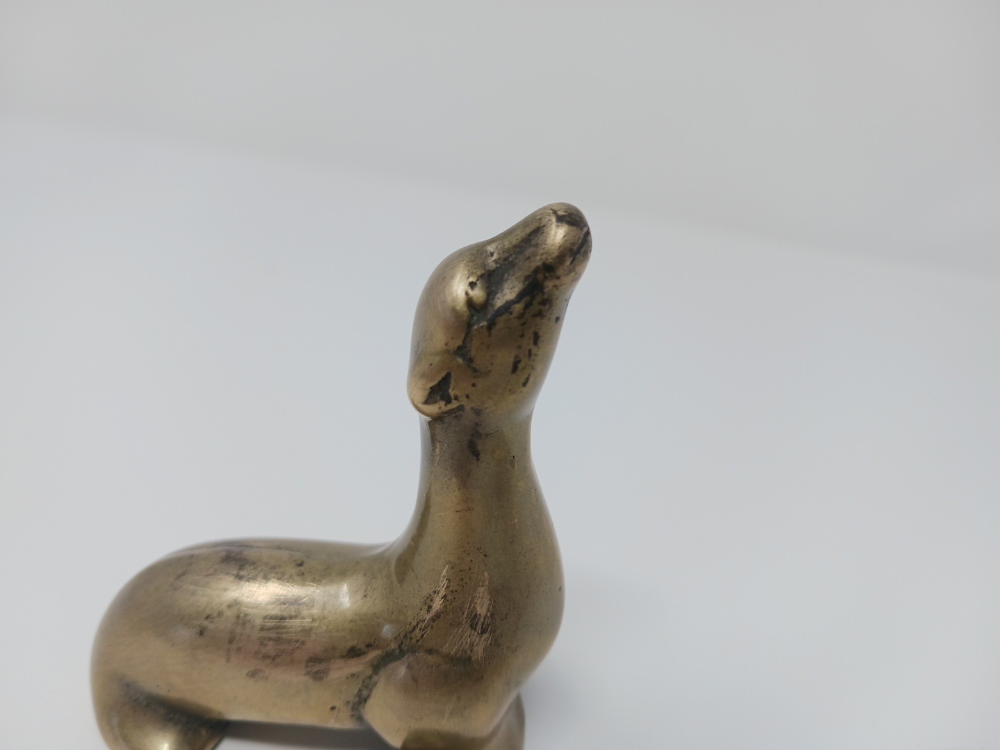 Vintage Seal / Sea Lion Solid Brass Statue Figurine Paperweight 3” Tall MCM
