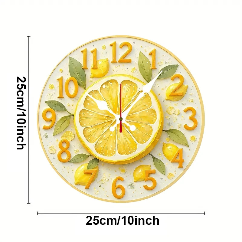 Modern 25cm Wall Clock - Lemon Fruit Home Design 2D