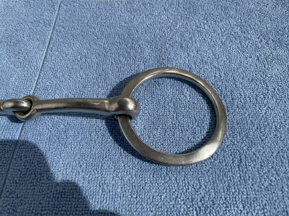 Vintage 6" Loose Flat O-Ring Snaffle Horse Bit Solid Nickel Clean Nice