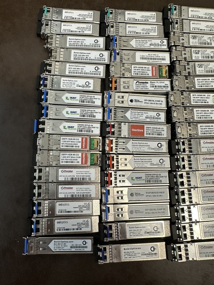 HUGE LOT - 81 Various Optical Transceiver Switch Module 10BASE TO 1000BASE -