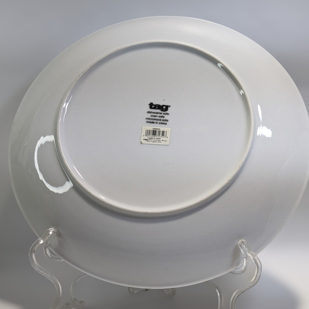 TAG Large White Ceramic Round Serving Tray Platter 14" Tableware Serveware