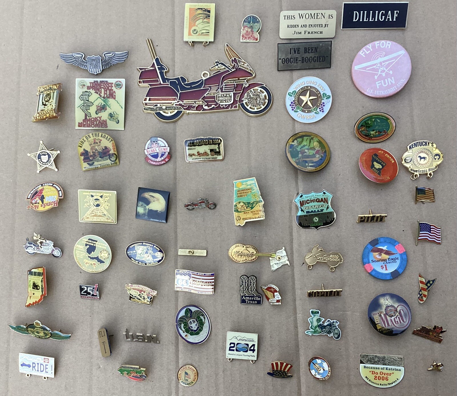 Lot of 59 Motorcycle Owners Vest Pins Benefit Rides And More