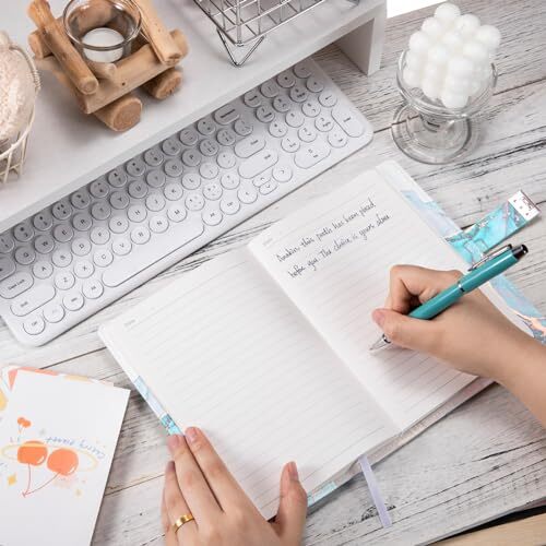 Diary with Lock, A5 Lockable Journal, PU Leather Combination Lock Sky Blue