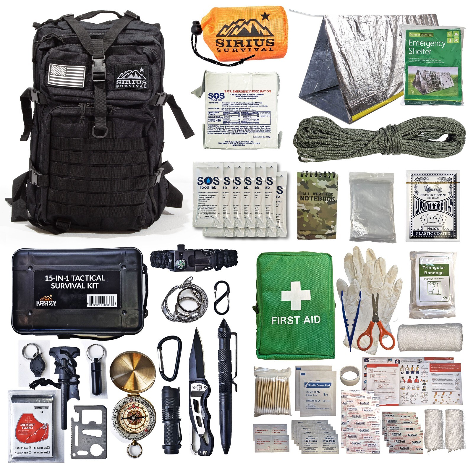 Bug Out Bag Starter Kit - 72 Hour Kit for 1 Person – Backpack Survival Kit