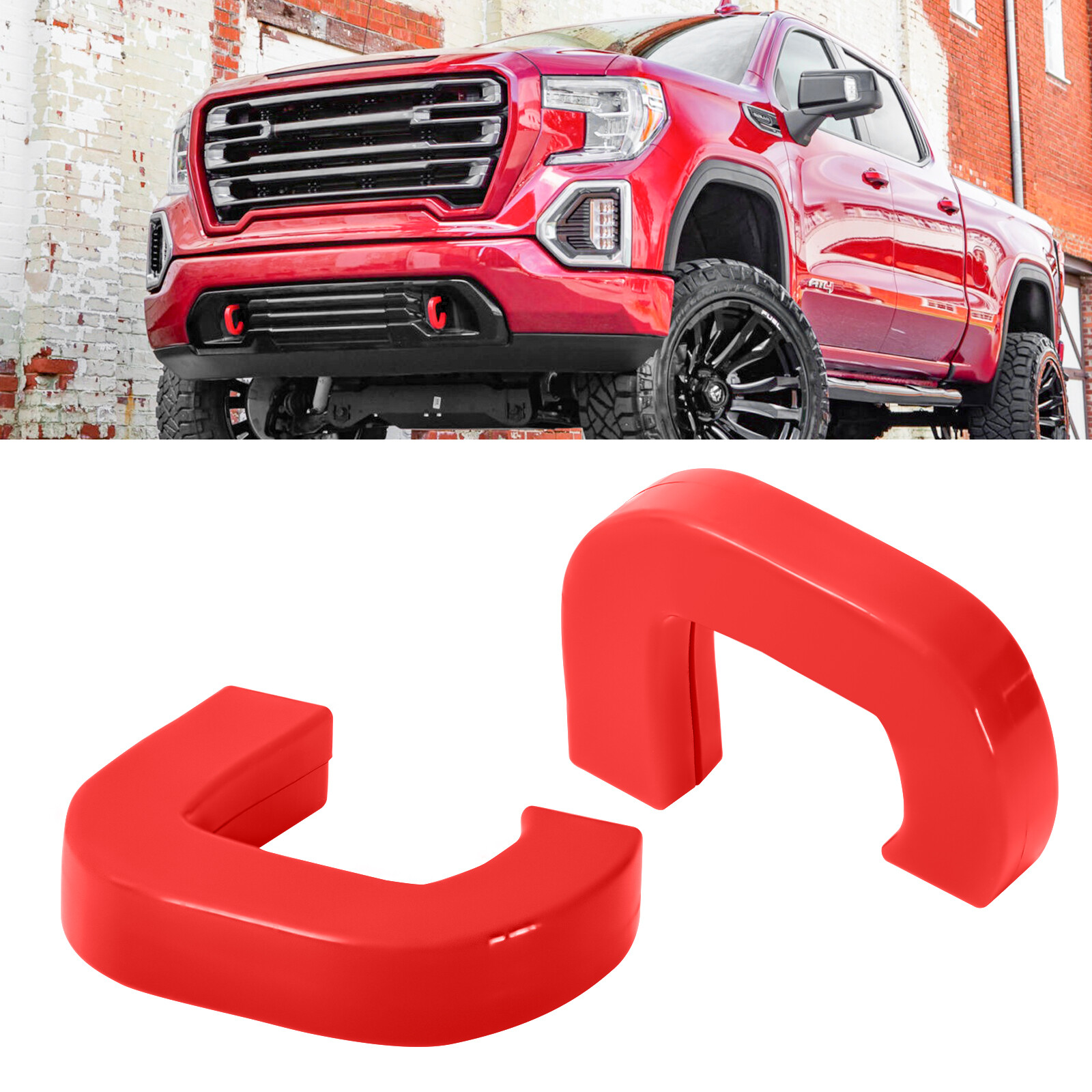 2PCS Red Tow Hook Cover for GMC Sierra 1500 2019-2024 Exterior Accessories US