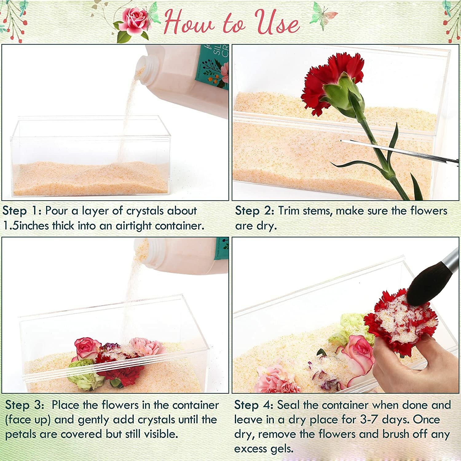 Silica Gel Flower Drying Crystals Color Indicating Wedding Bouquet Preservation