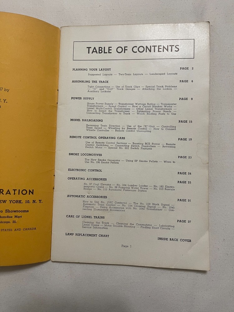 "Lionel Trains instructions for assembling & operating" Booklet from 1947