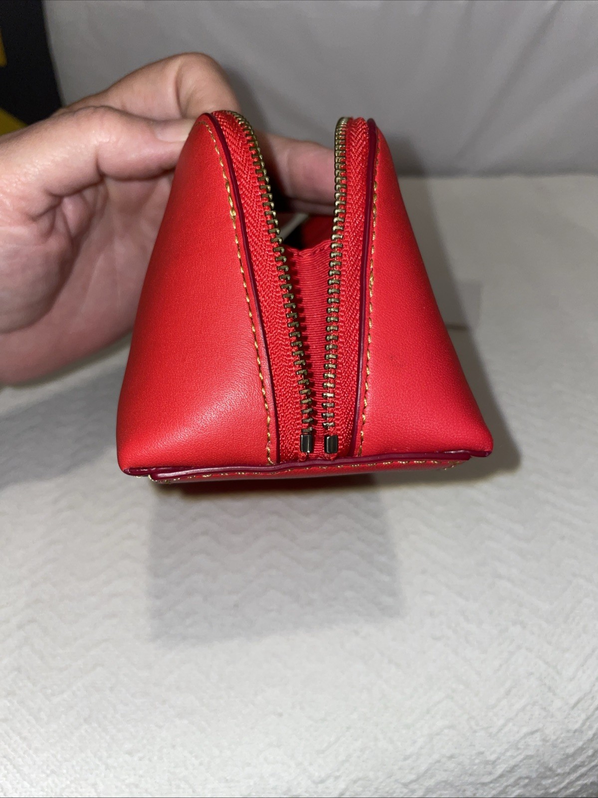 New Authentic Coach/Disney Red Leather Mickey Mouse Makeup Pouch