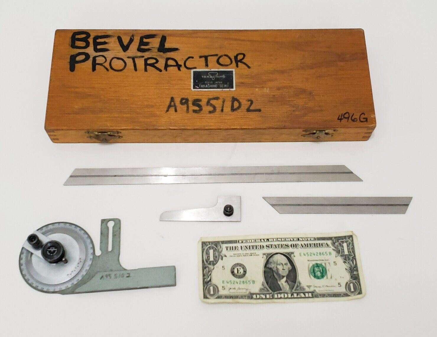 Takachiho Seiki Bevel Protractor Professional - Tokyo, Japan - In Wooden Box Set