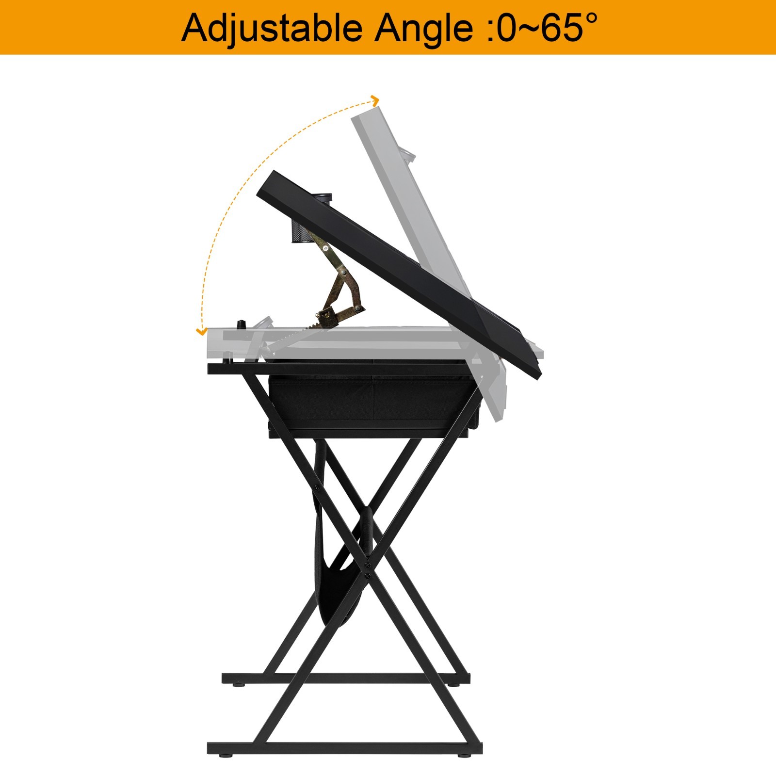 Vecelo Drafting Table Art Desk Art Table Adjustable Drawing Table w/Drawer Stool