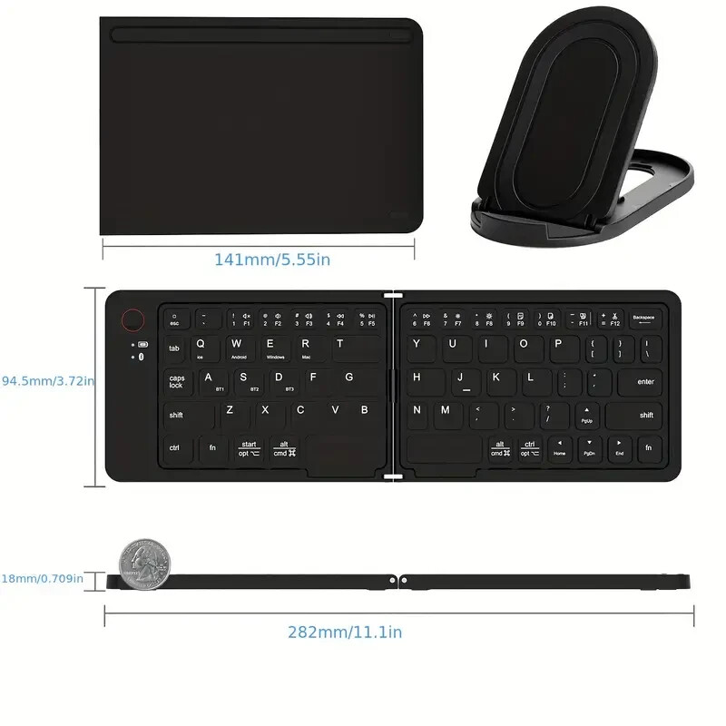 Wireless Foldable Keyboard Portable Rechargeable Foldable Wireless Keyboard