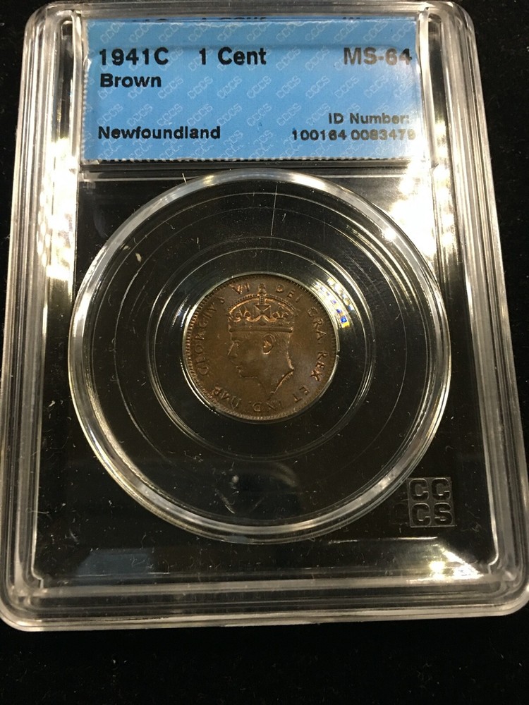 1941C  CCCS Graded, Newfoundland Small ¢1 Cent, **MS-64** #3479