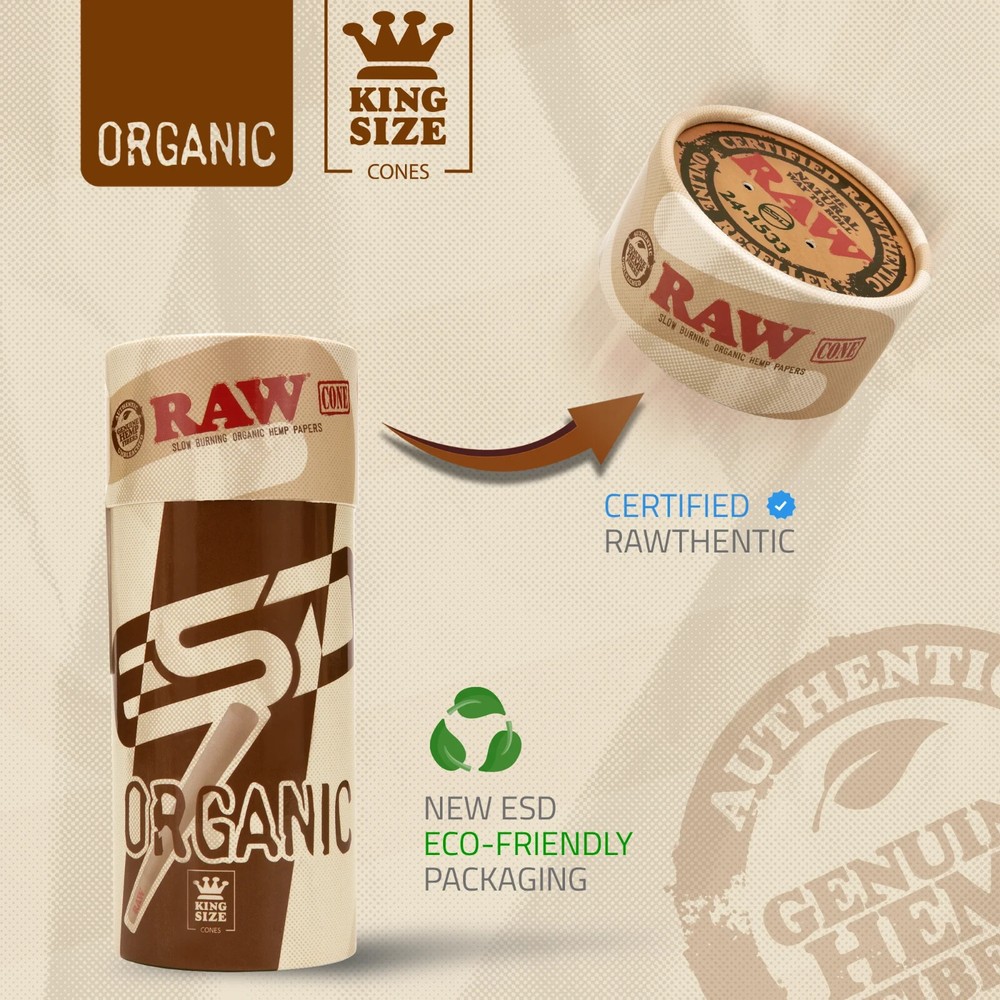 RAW Cones Organic King Size Pre-Rolled | 100 Pack