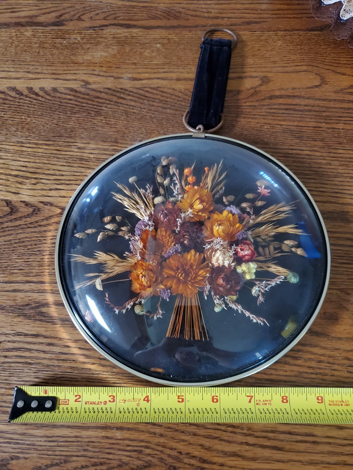 Vintage Cideart Dried Flowers Belgium Convex Glass Extra Large