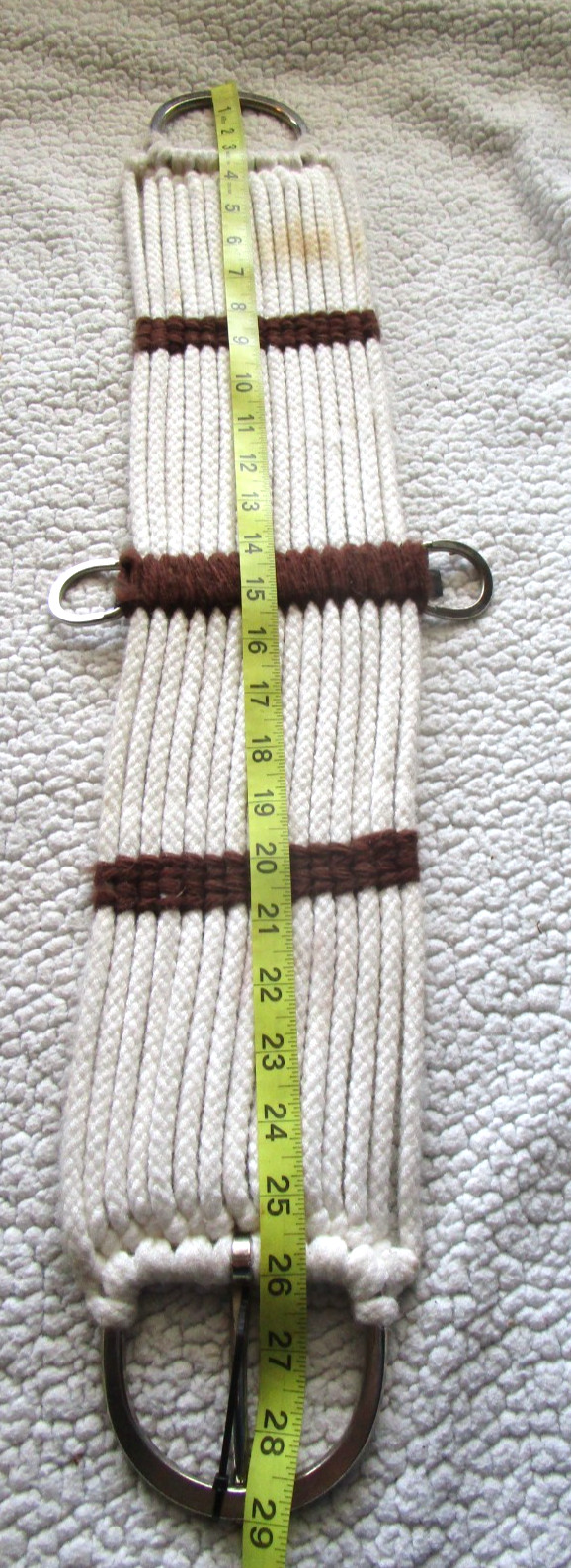 3 WESTERN ROPE CINCHES WHITE, GREEN AND BROWN 29 29 27.5''