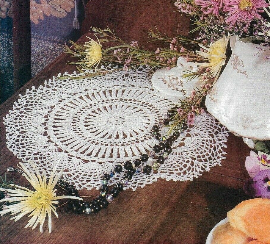PLENTIFUL PETALS DOILY 13" HOME DECOR CROCHET PATTERN INSTRUCTIONS