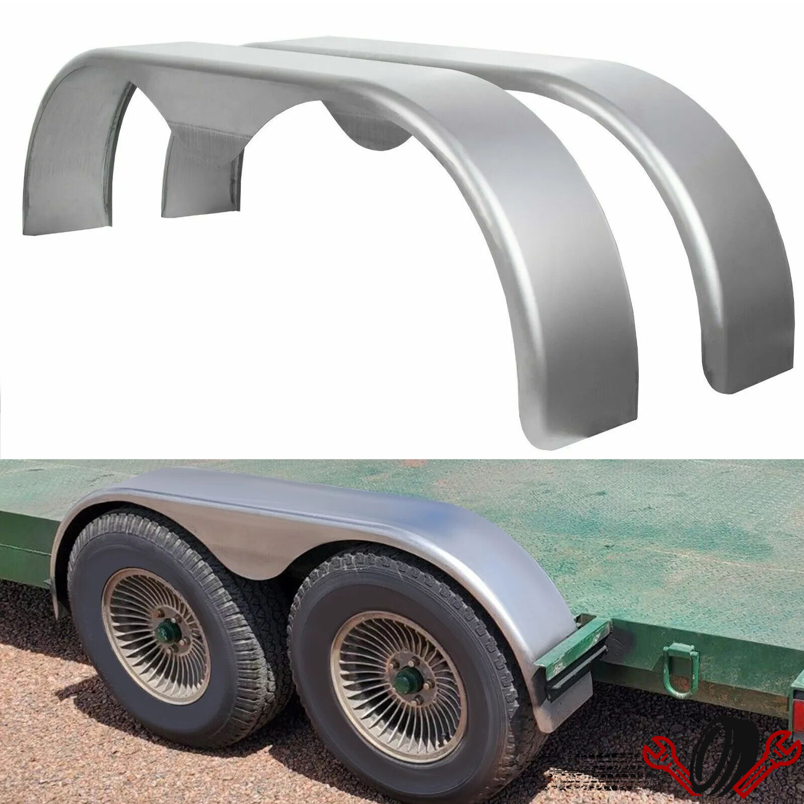 2PC Tandem Trailer Fenders Double Axle For 13"-15" Teardrop Enclosed Trailers