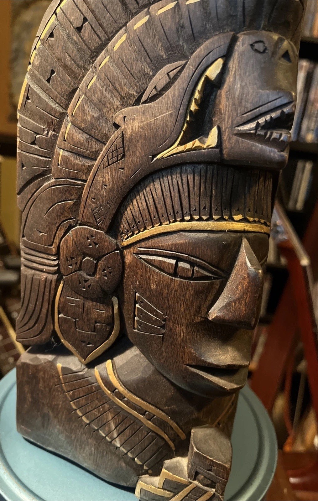 Aztec Maya Mesoamerica Totem Medicine Man Artifact Stelae Sculpture idol wood