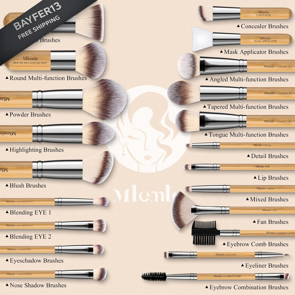 Makeup Brushes Set, Mlemle Professional 26 Pcs Kit, Include Yellow