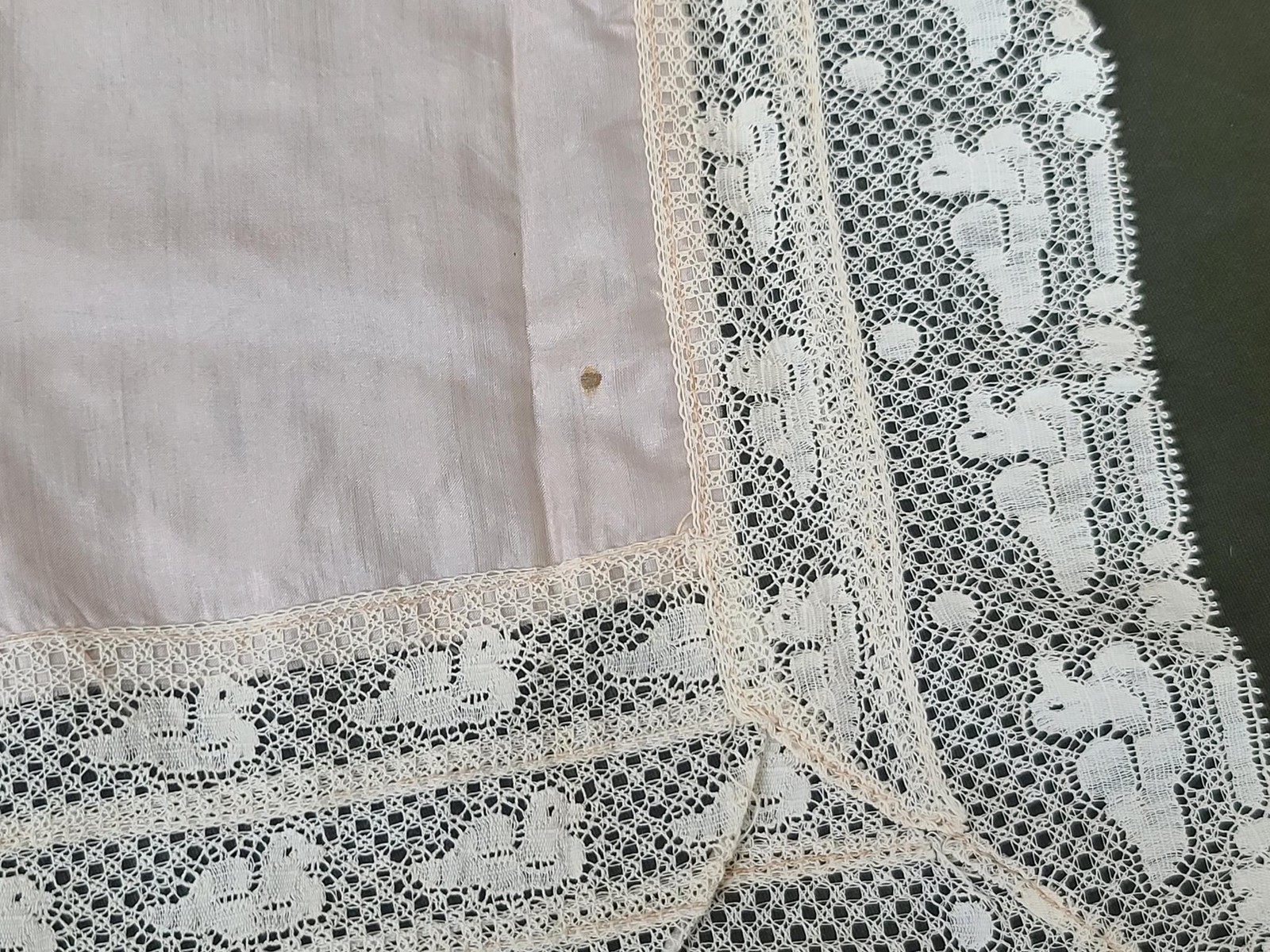 WWI Souvenir of France Silk Apron Allies Liberation Sweetheart Lace Duck Vintage