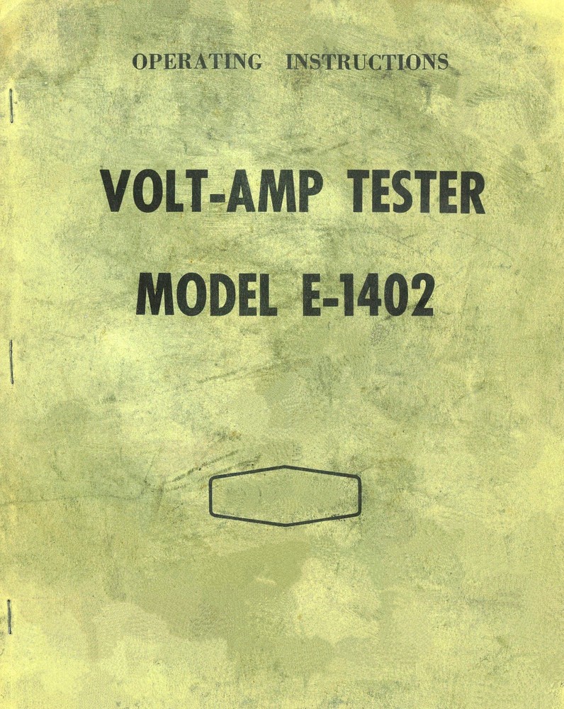 Operating Instructions Manual Allen Electric Volt-Amp Tester Model E-1402 E1402