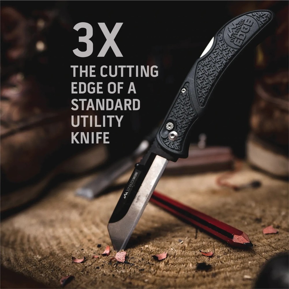 Outdoor Edge 3" RazorWork Replaceable Blade Folding Utility Knife Gray