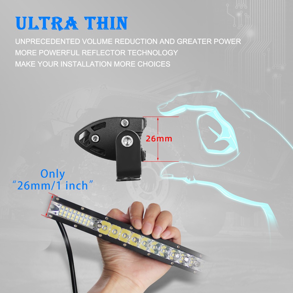 Ultra-thin 1200W 10inch Led Light Bar Flood Spot Combo Offroad Truck UTV SUV 12"