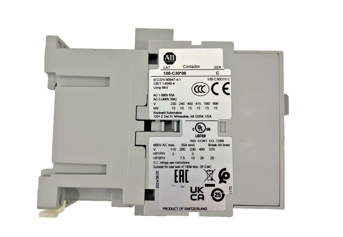 Allen-Bradley 100-C30D10 IEC Contactor 30 Amp 120V 100C 3 poles NewInBox US STOC