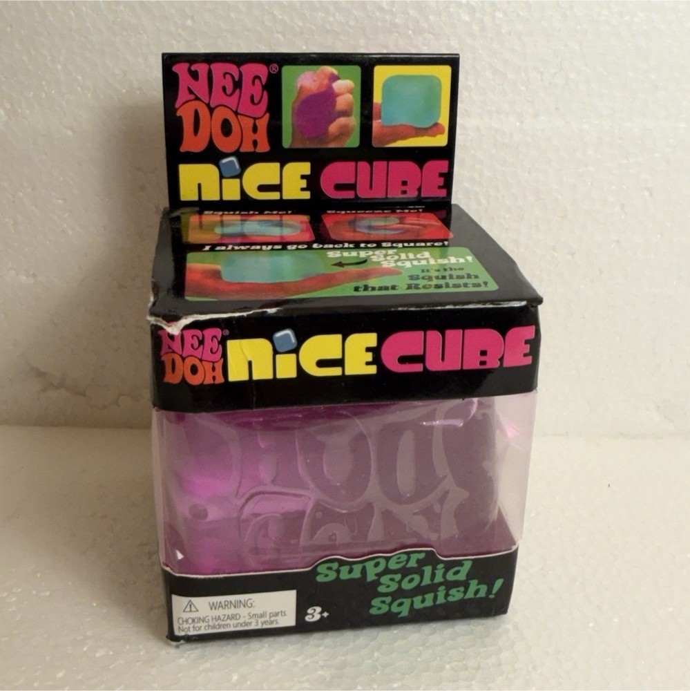 Nee Doh Nice Cube Super Solid Squishy Squeeze Toy, Pink, Ages 3+