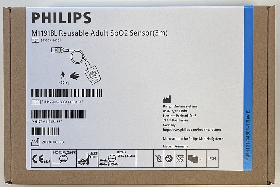 Philips M1191BL New Label Adult Soft SpO2 Sensor Original - Same Day Shipping