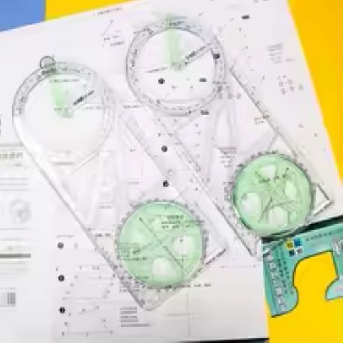 Rotary Multi-Function Geometry Ruler & Protractor | Precision Math Drawing Tool