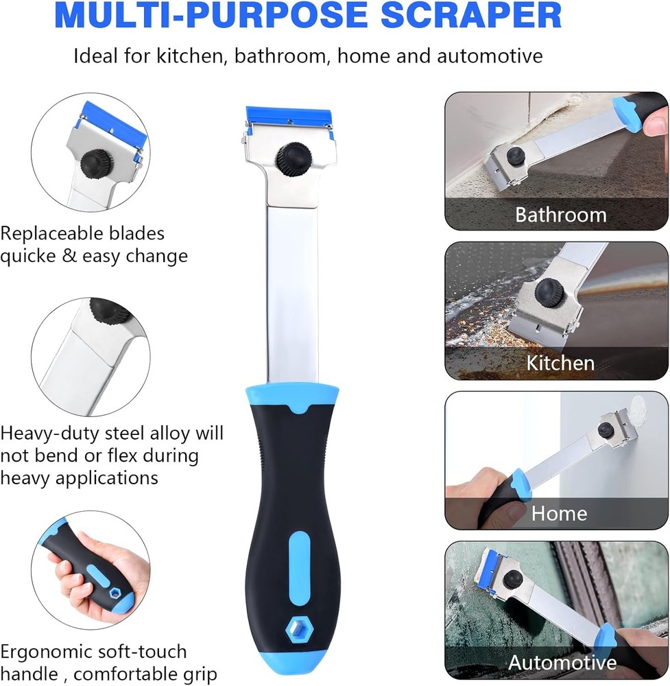 Razor Blade Scraper Tool with 10 Pcs Extra Long Handle