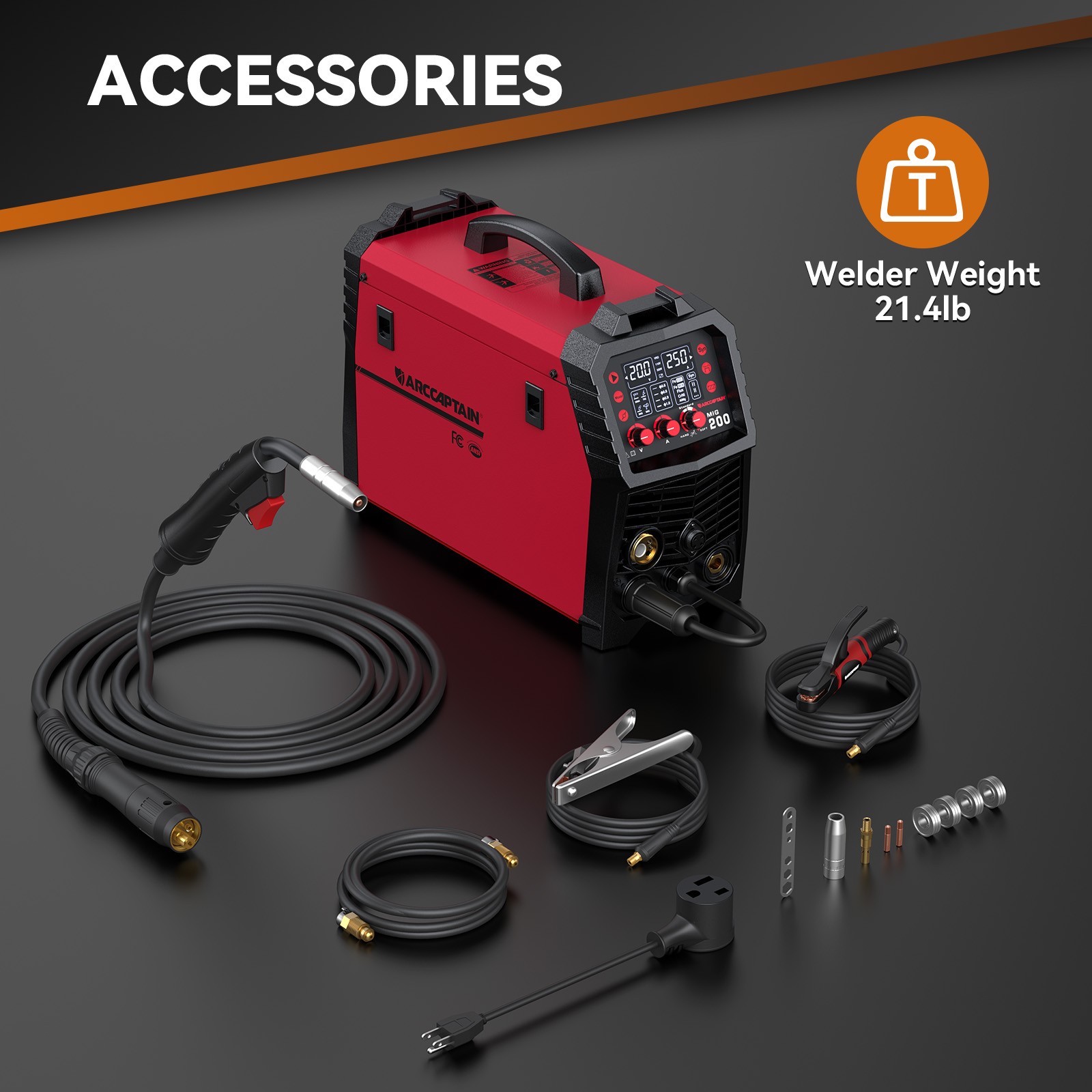 200A MIG Welder 110V/220V Gas/Gasless Flux Core Stick Lift Tig Welding Machine