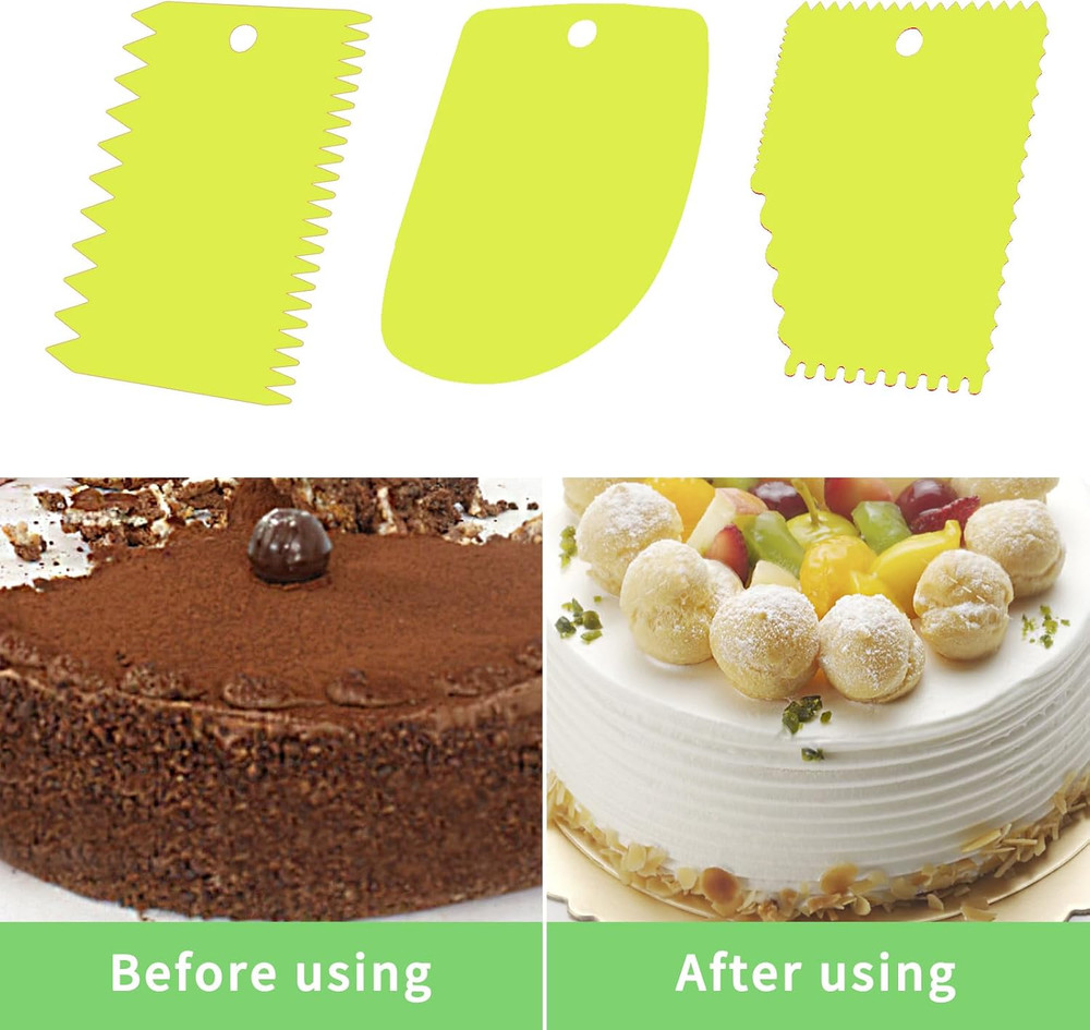 Cake Scraper, Cake Smoother Scraper Set, Dough Scraper Icing Scraper Polisher To