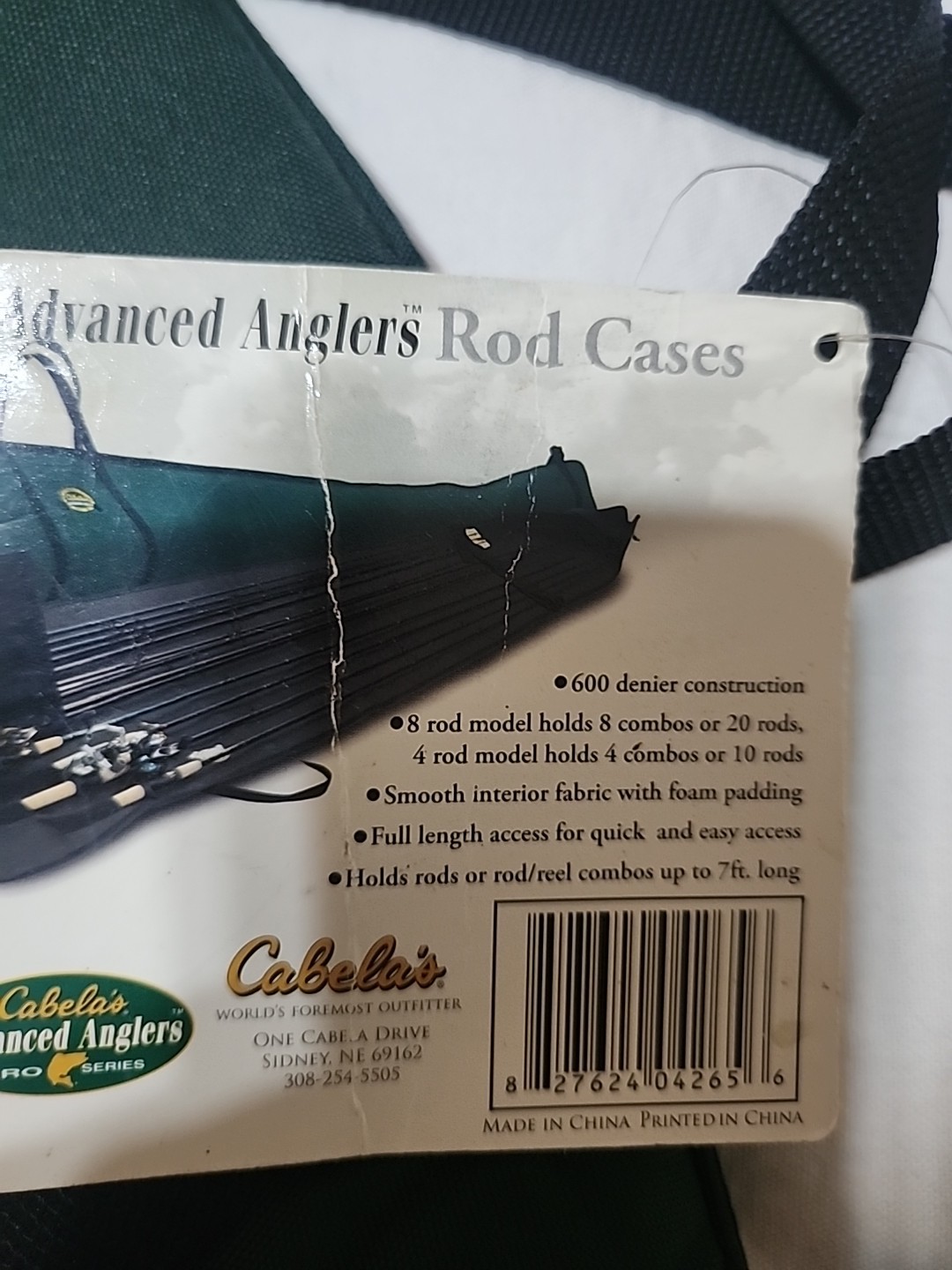 Cabela's Soft 85" x 11.5" Green Canvas Fishing Rod Case holds multiple rods
