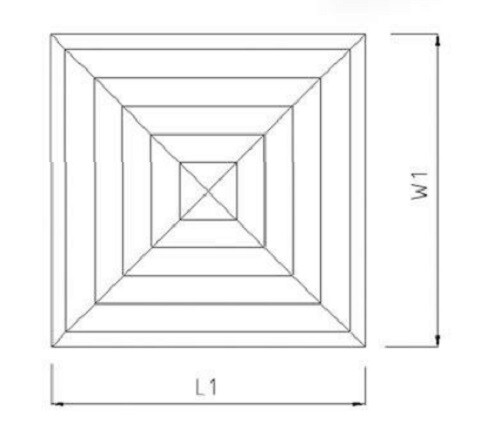 DUCT SQUARE CELILING Beveled Edge Diffuser (225mm~ 375mm) + Neck Adaptor