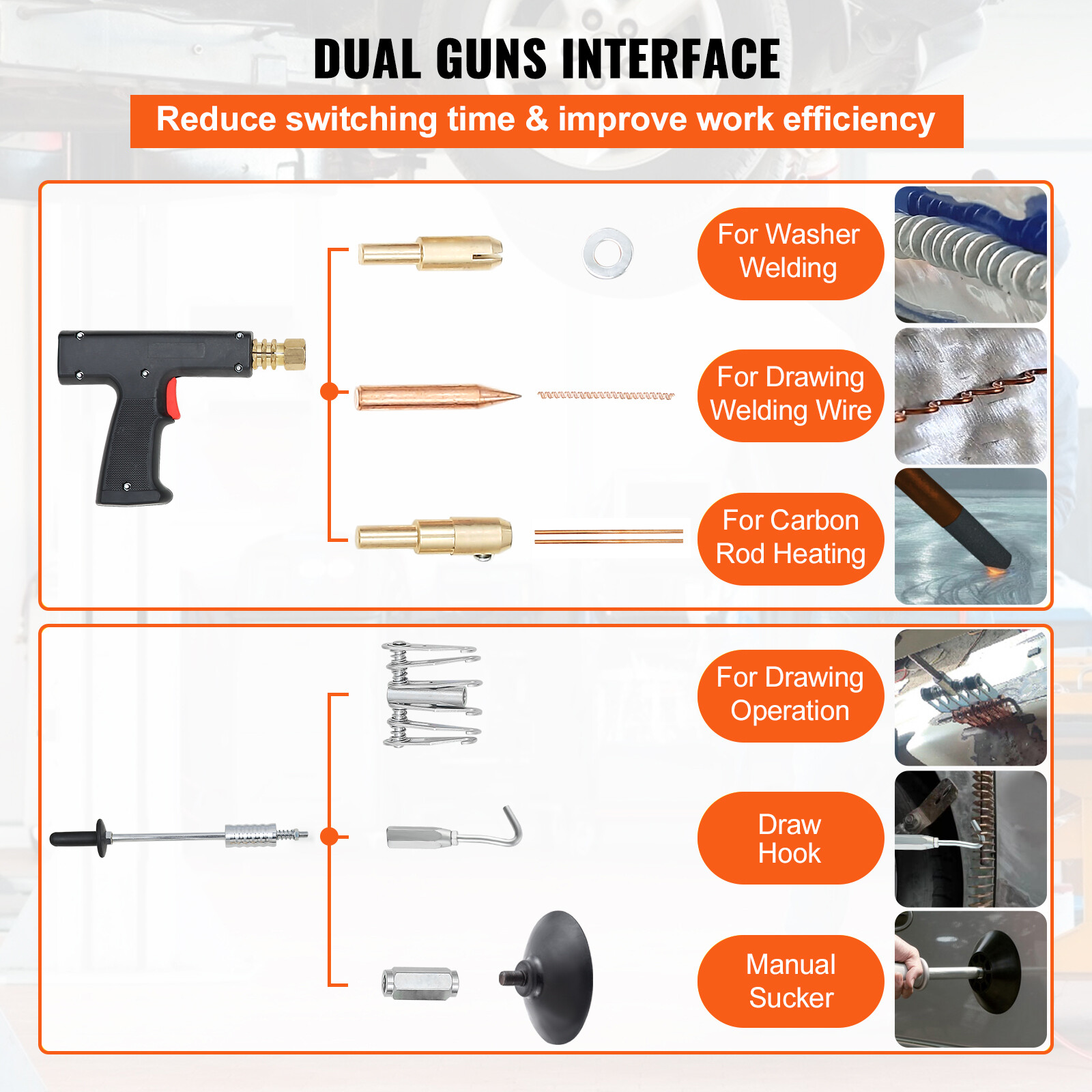 VEVOR Panel Spot Puller G90E Vehicle Dent Spotter 7 Modes Bonnet Door Repair 3KW