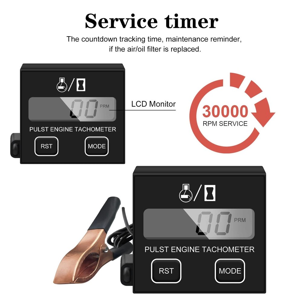 Small Digital Engine Inductive Tachometer Digital Chainsaw Replaceable Batter...