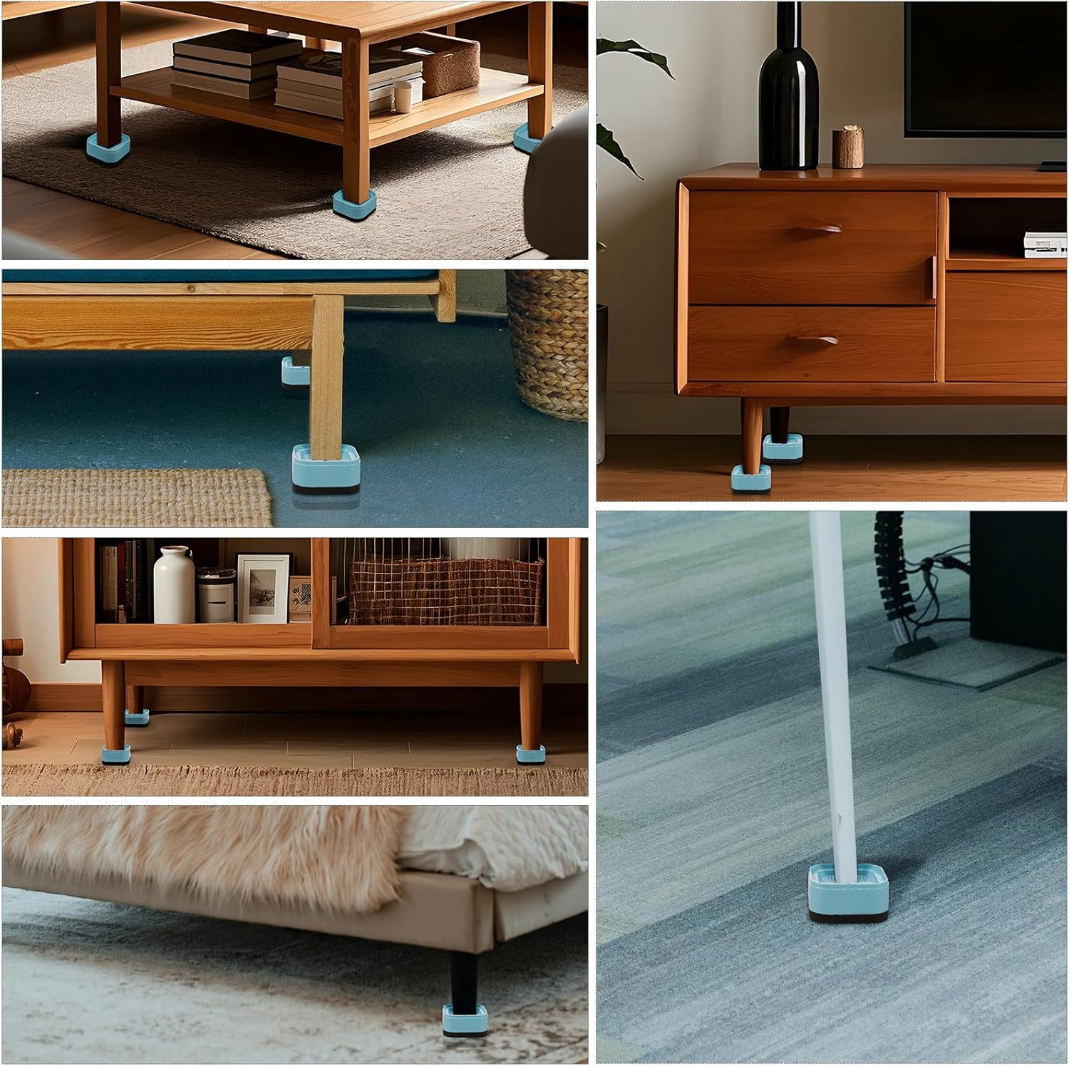 12 Pack Furniture Risers, Adjustable Bed Risers Heavy Duty Stackable Bed Raisers