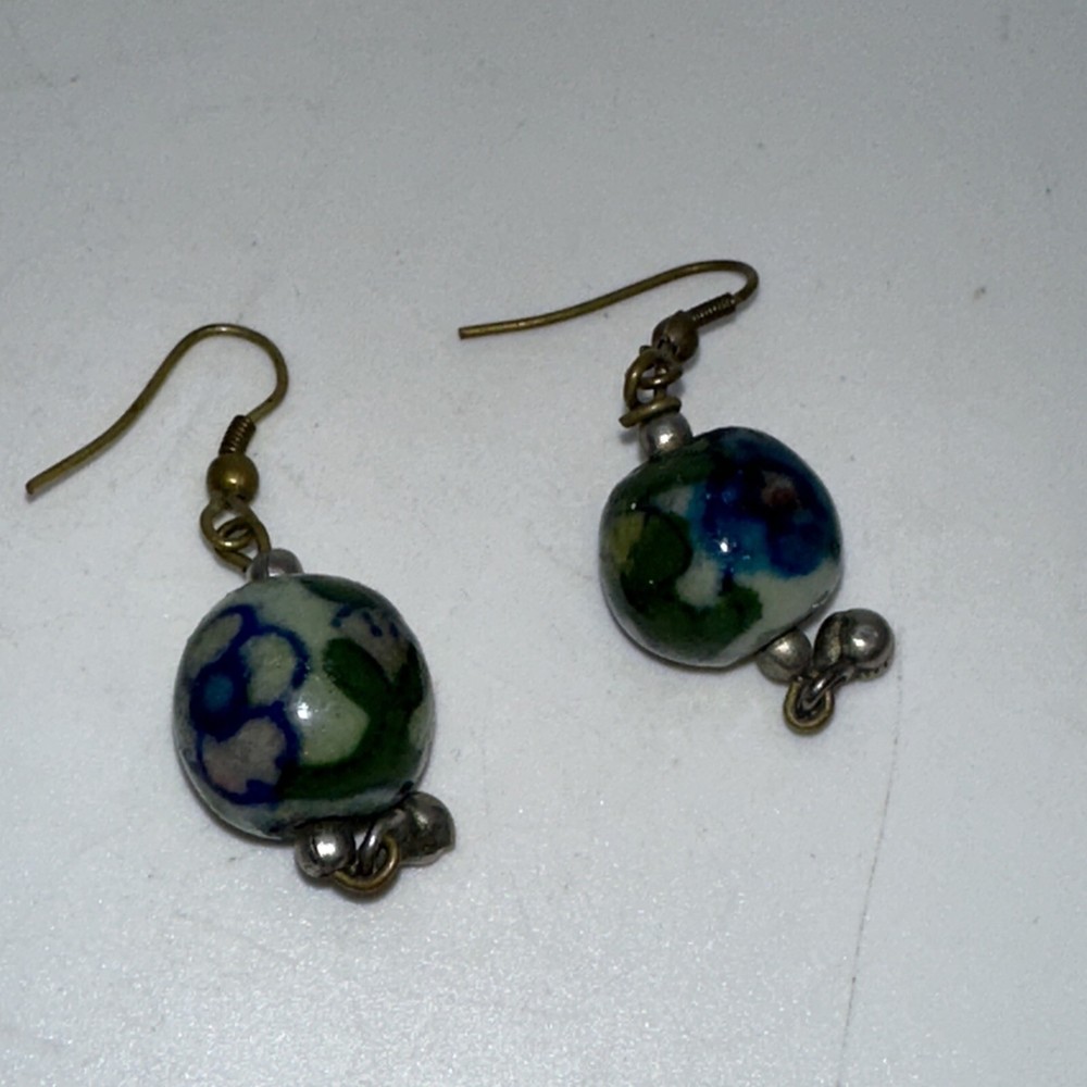 Glazed Ceramic Dangle Drop Earrings