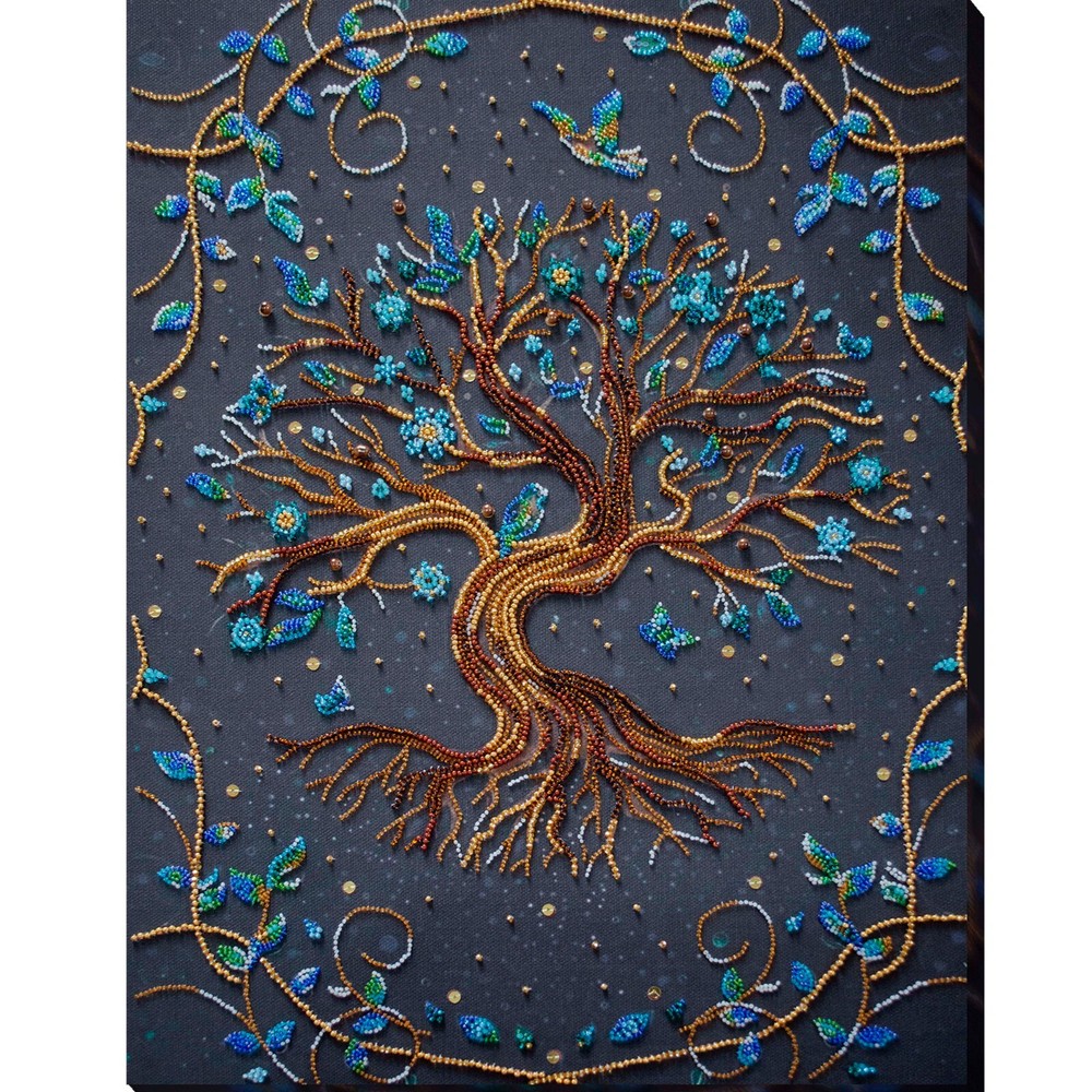 Bead Embroidery Kit, DIY Needlepoint, World Tree, Beadwork WISH TREE