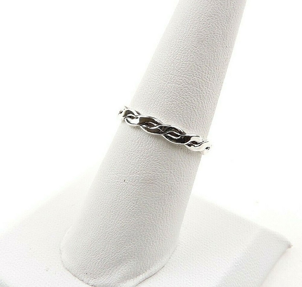 Sterling Silver 3 mm Weaved Band Ring - Free Gift Packaging
