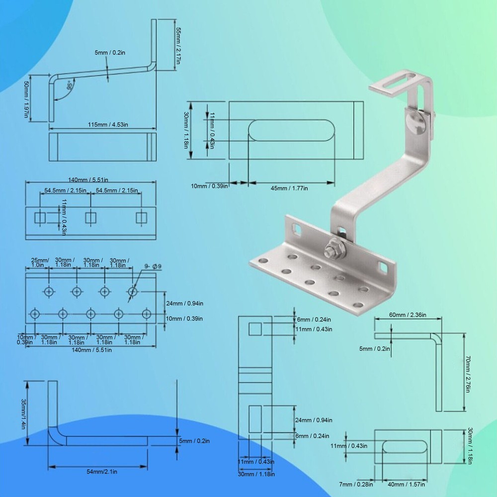 Solar Panel Bracket Stainless Steel Weather Resistant PV Panel Mounting Bracket