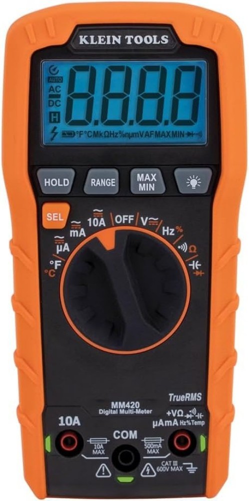 MM420 Digital Multimeter, Auto-Ranging TRMS Multimeter, 600V AC/DC Voltage, 1...