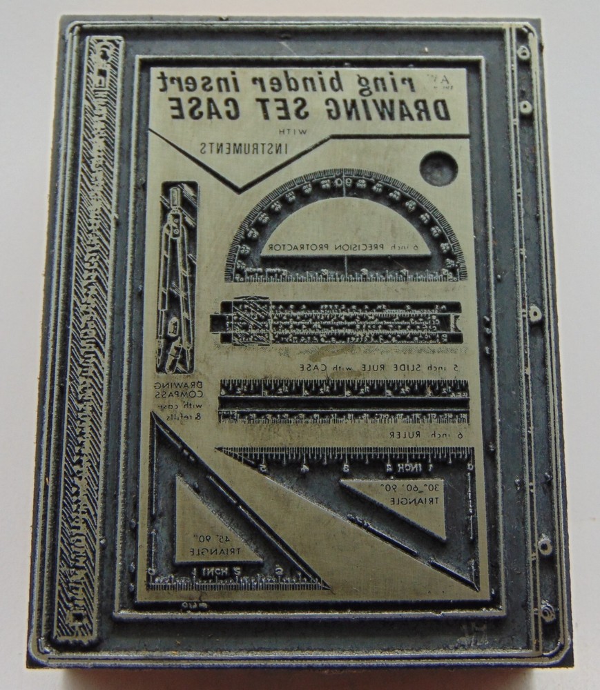 Printing Letterpress Printers Block Ring Binder Insert Drawing Set Case