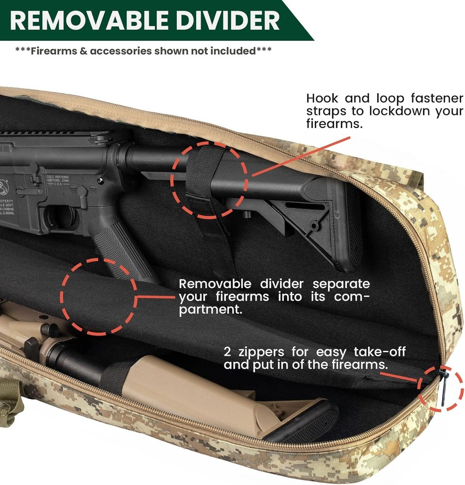 Tactical Double Rifle Bag Gun Range Padded Soft Case 52''