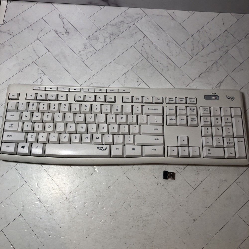 Logitech K295 Silent Touch Wireless Keyboard White w Receiver Dongle